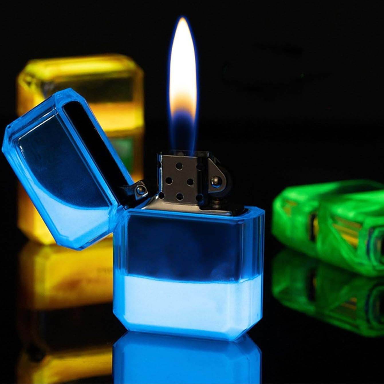 Retro Lighters, Exquisite Lighters with Luminous Quicksand, High-End Kerosene Lighters, Gifts for Men and Women, Collection(Yellow)